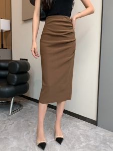 Spring Summer Straight Leg Open Half Skirt for Women Trendy High Class Chic Style Named Lady Light Casual Wind Hip Wrap Dress