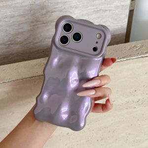 3D Water Ripples Soft TPU Case for iPhone Air 11 12 13 14 15 16 17 Pro Max Wrinkle Wavy Curly Edge Glossy Bubble Summer Cover