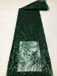 OLEVO | AT2782A-1 African Lace Fabric Hand Beaded Tulle Lace Fabric Embroidered Applique Nigerian Fabric for Sewing 5 Yards 2026