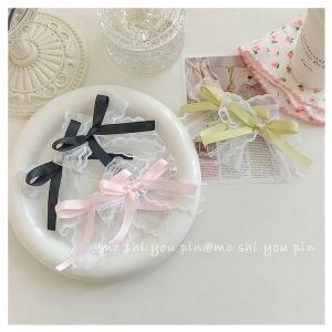 Japan and South Korea Sweet Lace Ribbon Bowknot Barrettes Young Adult Double Ponytail Clip Side Bang Clip a Pair of Hairclips Shredded Hairpin