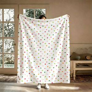 Colorful Polka DotsFlannel Blanket Warm Soft Halloween Christmas Couch Warm Cozy Decorative Decor Gift for All Season