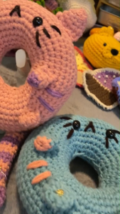 "Salonika Donuts" L20cm With Ears: 26cm W16cmWhimsical Handmade Whimsical Handmade Beanie~ Artisanal Crochet Creations ~ MAMABEARHOUSE"