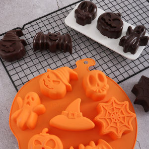 Halloween Chocolate Mold Halloween Pumpkin Skeleton Bat Ghost Design Silicone Cake Mould Kitchen Supplies Dessert Tools