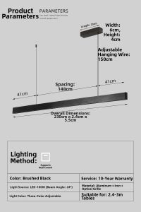 Louvered Spotlight Up-Down Emitting Long Strip Ultra-Thin Minimalist Restaurant Pendant Light