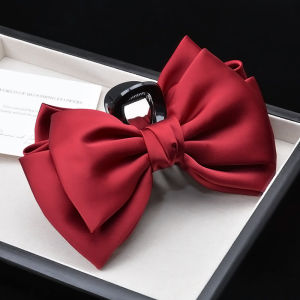 กิ๊บติดผมผ้าซาตินสีดำ รูปฉลาม สำหรับผู้หญิง กิ๊บติดผมแบบมีหาง กิ๊บติดผมแบบมีหาง ทรงหัวใจ ขนาดใหญ่ สำหรับใส่ผมด้านหลังศีรษะ