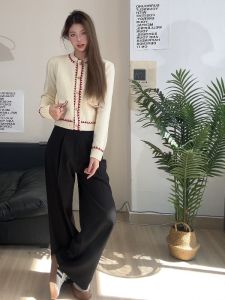 VKSOD | Color Blocking Design Stylish Knit Sweater and Trousers Set