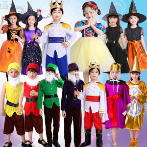 Kids Snowyprincess Seven Dwarfs Stage Performance Costume Fairy Tale Drama Prince Hunter Magic Mirror Costume