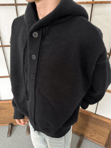 American Hoodie Knitted Mens Fall and Winter Cleanfit Gray Fancy Sweater Idle Style Couple Coat