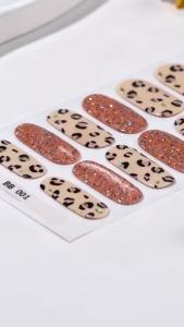 16Tips baking-free gel nail stickers nude gold stamping process stickers nail polish wrapped without UV/LED lights lasting nail