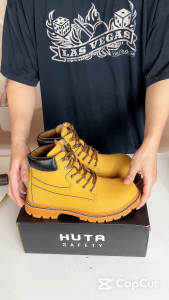 Giày bảo hộ HUTA cổ cao chống đinh chống trơn trượt chống dập ngón da bò cổ lửng hàng chính hãng kèm lót khử mùi