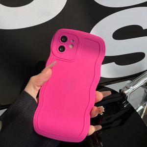Liquid Silicone Case For iPhone 11/XR 15 Pro Max 12 13 14 Pro Max iPhone 6 6s Plus 7 Plus 8 Plus SE 2020 XS Max 14 Plus Solid Color Shockproof Wavy Edge Back Cover