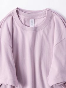 Champagne Purple Milk Purple Pure Cotton Short-Sleeved T-shirt Mens and Womens Same Style Couple Summer T-shirt Bottoming Shirt Loose Easiest for Match Fashion