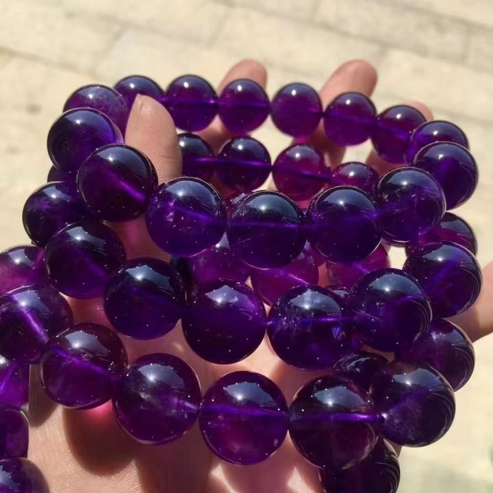 Uruguay Amethyst Mens Dark Purple Bracelet 乌拉圭聚财贵人紫水晶手串 Lazada