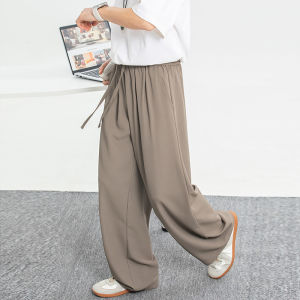 Spring Summer Lightweight Mens Casual Pants Breathable Loose Drape Anti-Wrinkle Straight Leg Long Trousers Comfortable Fit