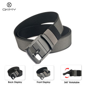 OKIMY Men Belt Outdoor Tactical Belt Adjustable Belt Rotating Buckle Nylon Waistband Double-Sided Two-Color Belt Youth Sports Canvas Pant Belt Simple Nice Waistband Nylon