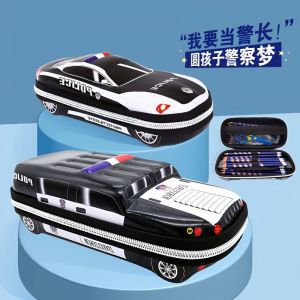 Hot Selling Multifunctional Tank Stationery Box Kindergarten Pupils Pencil Case Birthday Gift Car Police Car Creative Pencil Case