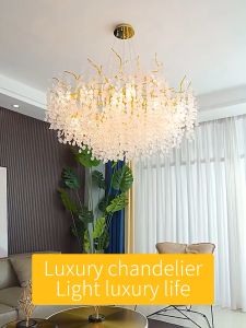 ห้องนั่งเล่นคริสตัลโคมไฟเพดานโมเดิร์นนอร์ดิกแสงหรูหราโคมไฟห้องนอน LED บ้านสร้างสรรค์โคมไฟห้องรับประทานอาหารที่เรียบง่าย