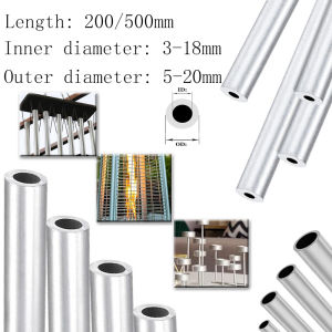 6063 Aluminum Pipe 5-20mm OD 18-3mm ID 0.5-3mm Thickness 200mm/500mm Length Straight Round Tube for DIY/Machinery