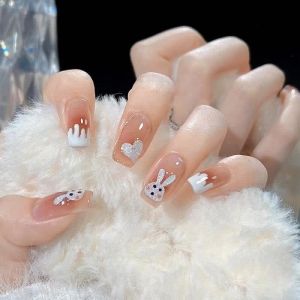 【FREE GLUE】2024 Newest 24pcs Nail Art French Fake Nails Set With Glue Acrylic Full Nail COD