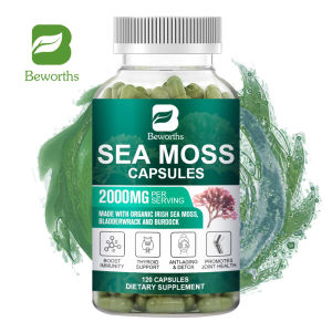 BEWORTHS Viên nang Rêu biển hữu cơ 2000mg với Rễ cây ngưu bàng Rêu Ailen và Bladderwrack để hỗ trợ miễn dịch Hỗ trợ sức khỏe da & khớp Làm sạch ruột & Bổ sung tuyến giáp