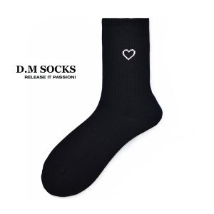 Mens Sport Cotton Socks Three Pairs Thickened Breathable Anti-Odor Letter Mid-Calf Fashionable Sports White Socks