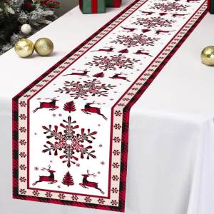 Christmas Elk Table Runner Christmas Decorations For Home 2025 Navidad Natal Xmas Table Decor Gifts Happy New Year Tablecloth