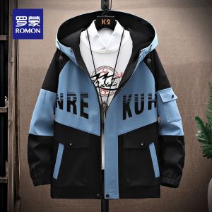 ROMON | Loose Fit Mens Workwear Jacket Lomond Casual Windproof Fleece Lined Warm Coat Spring Autumn New Style Zipper Closure Hooded