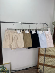 Cotton Elastic Waist Shorts Striped Casual Home Beach Pants Spring Summer Style High Waist Straight Leg Short Pants Womens Wear