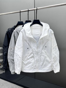 2025 Summer New Ice Silk Quick Dry Lightweight Long Sleeve Hooded Casual Fashion Sun Protection Clothing Mens Outerwear