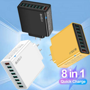 8 Port Fast Charging USB Charger  EU US KR QC 3.0 Quick Charge Wall For Phone Adapter For iPhone 15 Xiaomi Huawei