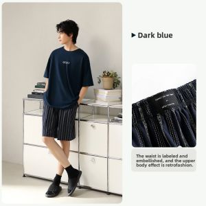 yuenei | Mens Summer Cotton Pajamas Short Sleeve Shorts Home Clothes Casual Wearable Outdoor Large Size Comfortable Breathable Sleepwear