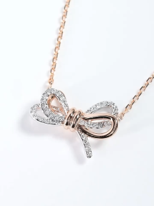 Swarovski Original packaging Sparkle Bow Pendant Necklace for Party Favors Rose Gold Tone Finish 10