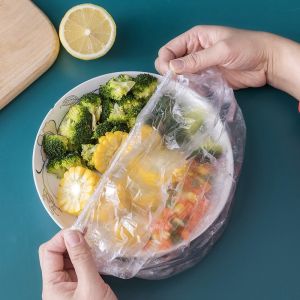 Disposable plastic wrap cover household portable plastic wrap cover elastic shower cap style vegetable cover