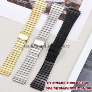 Stainless Steel Watchband 18mm 20mm For F-91W/A158/A159/A168/A169/B650/AQ230/AE500W/AE1200/1300 Ultra-thin Metal Men Bracelet