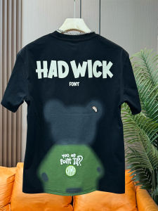 Summer New Mens Short Sleeve T-Shirt Casual Fashion Cartoon Bear Simple Print Half Sleeve Trendy Brand round Neck Leisure Base