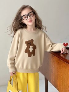 27home Brand Cotton Bear Cartoon Knitted Sweater for Baby Girls New Arrival Comfortable Soft Treatment Casual Style Pure Cotton