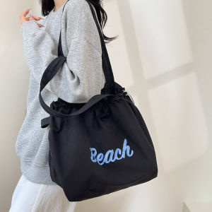 New Korean Style Large Capacity Tote Bag Nylon Single Shoulder Bag for Commuting And Class Versatile Canvas Bag for Youth