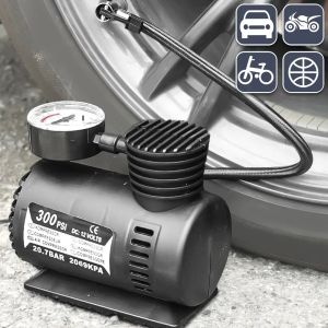 12V 300PSI Electric Inflator Mini Air Compressor Car Electric Tire Air Inflator Pump Electric Air Pump with Pressure Check Gauge