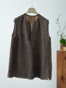 QINGNAER | Elegant Retro Loose-fit Sleeveless Blouse