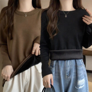 Lieoyuarn | Fleece-Lined Thick Thermal T-Shirt Women Plus Size