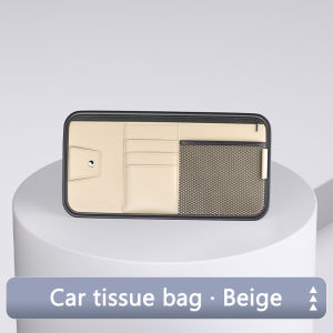 SEAMETAL 9 in 1 Sun Visor Organizer for Car PU Leather Zipper Storage Bag Net Pouch Auto Storage Pocket with Glasses/Card Holder