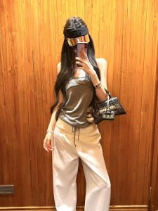 VKSOD | Elegant Grey French Style One Shoulder Crop Top And High Waist Wide Leg Pants Womens Two Piece Set Summer 2025VKSOd X41778