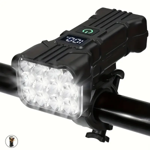 12 Đèn LED Xe Đạp Lumen Cực Cao Với Màn Hình Hiển Thị Mức Pin Sạc USB 5 Chế Độ Chiếu Sáng Và Sừng Âm Cao Để An Toàn