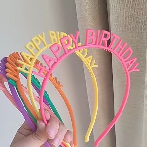 Headband Happy Birthday Kids Boy Girl Party Hairband Decor Plastic Hair Hoop Headwear Crown Tiara Cekak Candy Cake 发箍