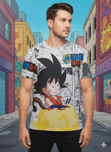 Bandai | Hot Selling Summer Fashion New Product L Dragon Ball Little Goku 3D Printed T-shirt Outdoor Hip-hop Street Quick Drying T-shirt