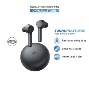Tai Nghe True Wireless Earbuds SoundPeats Mac Thời Gian Sử Dụng 60 giờ Chống Nước IPX7 Bluetooth v5.0 - Hàng chính hãng