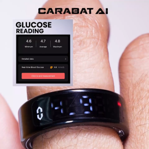 Carabat AI Smart Ring (With Screen) | Charging Case | Tasbih Tally Counter | Heart Rate Tracker | Sleep Duration