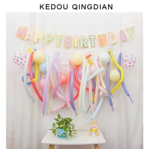 Birthday Decor Long Strip Balloons Rainbow Party Baby Toddler Children Adults Background Wall Decoration Festive Celebration Supplies