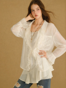 BANANA CICI | Áo Sơ Mi Voan Thun Tencel Vintage Mỏng Có Nếp Nhăn