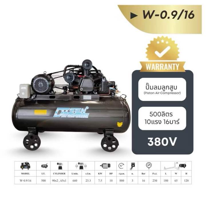 ปั๊มลมไดเซน Disen 500 ลิตร 10 แรง 16 บาร์(230ปอนด์) ไฟ 380V | Lazada.co.th
